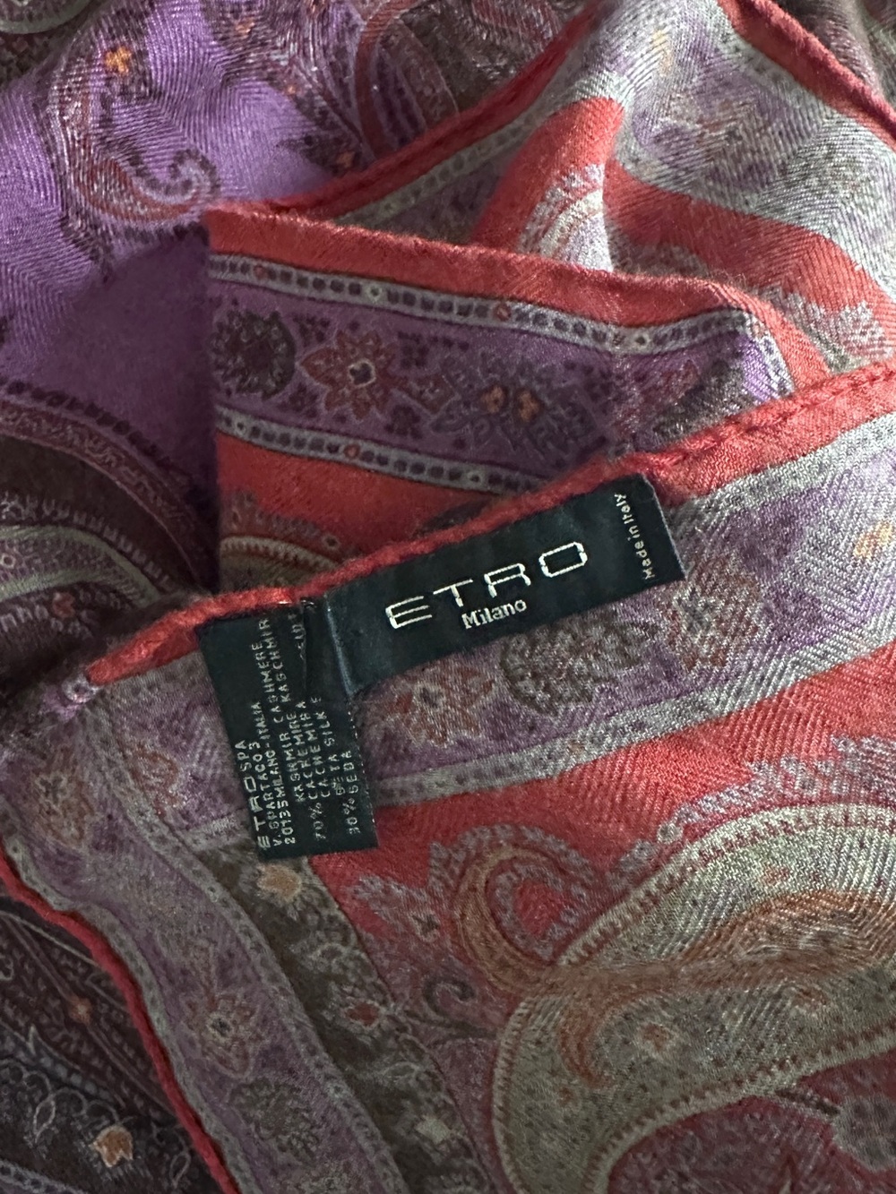 Etro Paisley Silk and Cashmere Scarf - Picture 5 of 7